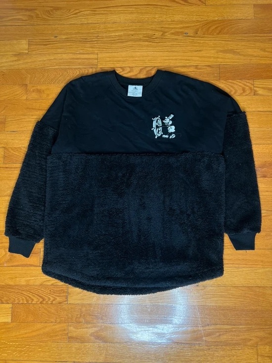 Disney Other - Disney Men's Black Plush Panel Crewneck Sweater